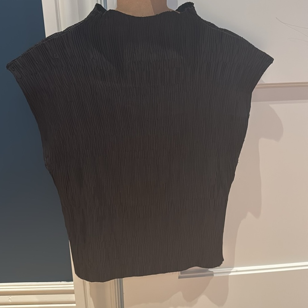 Veronica Beard Black Textured mock neck Blouse